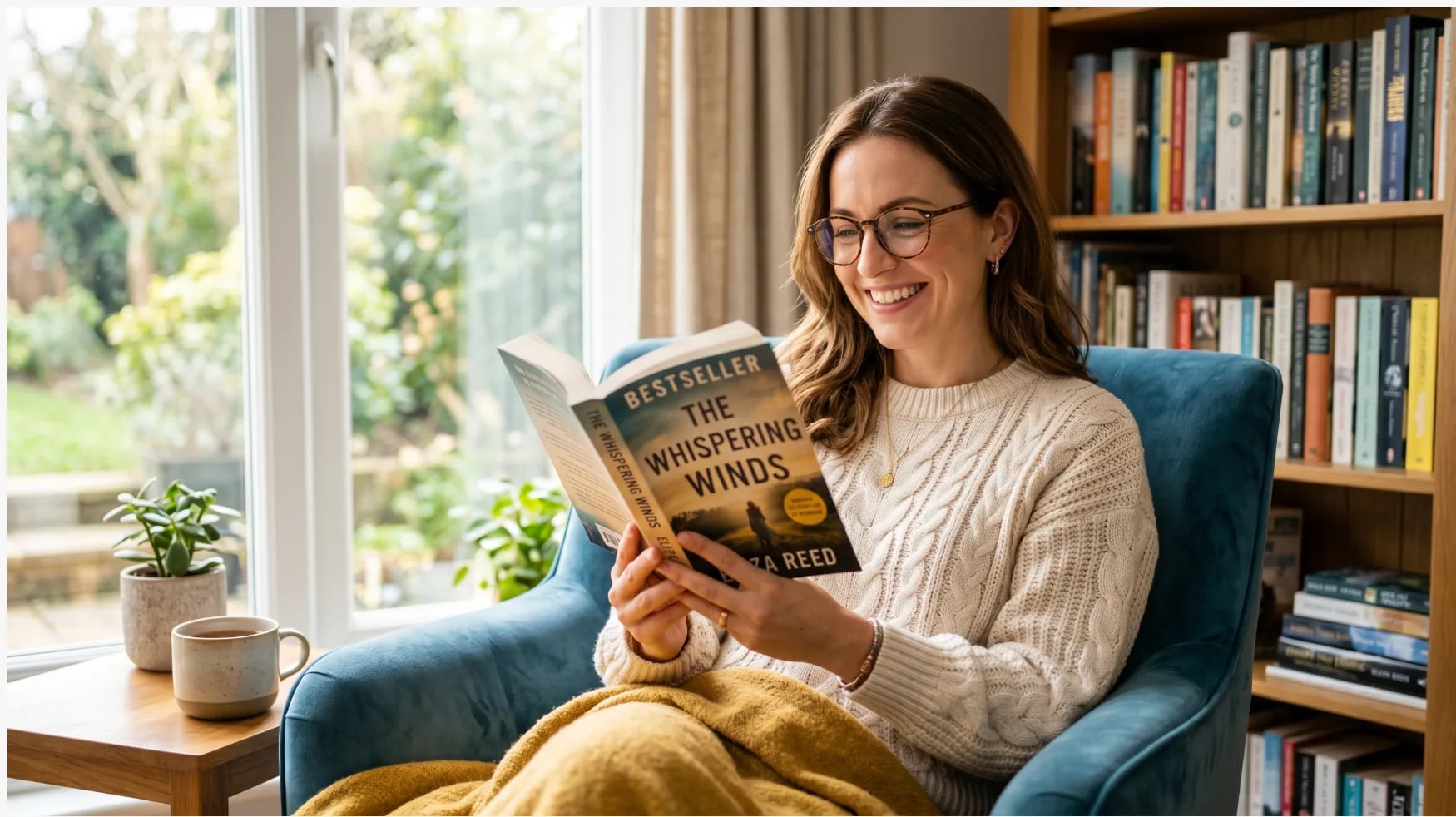 Autora bestseller leyendo su libro publicado